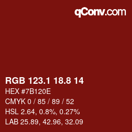 Color code: RGB 123.1 18.8 14 | qconv.com