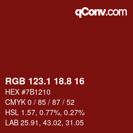 カラーコード: RGB 123.1 18.8 16 | qconv.com