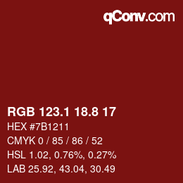 カラーコード: RGB 123.1 18.8 17 | qconv.com