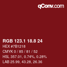 Color code: RGB 123.1 18.8 24 | qconv.com