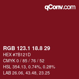 Color code: RGB 123.1 18.8 29 | qconv.com