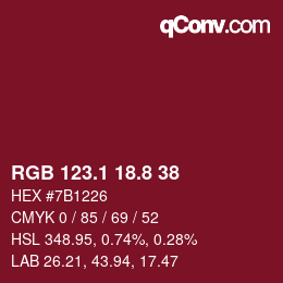 カラーコード: RGB 123.1 18.8 38 | qconv.com