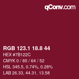 カラーコード: RGB 123.1 18.8 44 | qconv.com