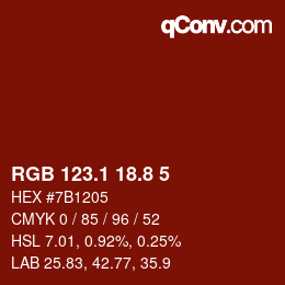Color code: RGB 123.1 18.8 5 | qconv.com