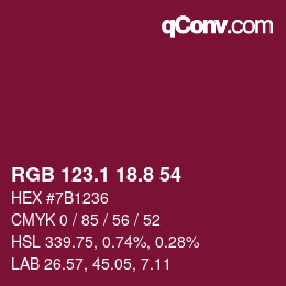 カラーコード: RGB 123.1 18.8 54 | qconv.com