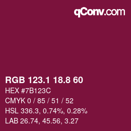 カラーコード: RGB 123.1 18.8 60 | qconv.com
