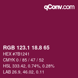 カラーコード: RGB 123.1 18.8 65 | qconv.com