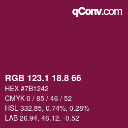 カラーコード: RGB 123.1 18.8 66 | qconv.com