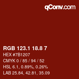 カラーコード: RGB 123.1 18.8 7 | qconv.com