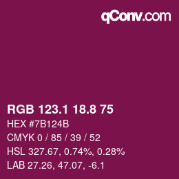 カラーコード: RGB 123.1 18.8 75 | qconv.com