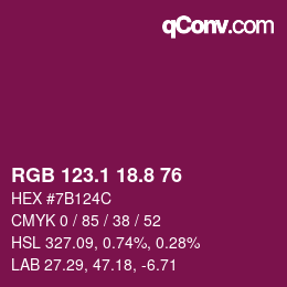カラーコード: RGB 123.1 18.8 76 | qconv.com