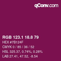 カラーコード: RGB 123.1 18.8 79 | qconv.com