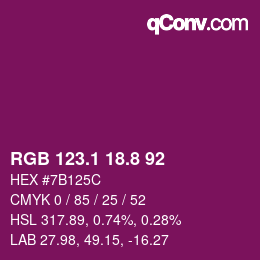 カラーコード: RGB 123.1 18.8 92 | qconv.com