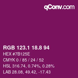 カラーコード: RGB 123.1 18.8 94 | qconv.com