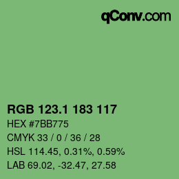 カラーコード: RGB 123.1 183 117 | qconv.com