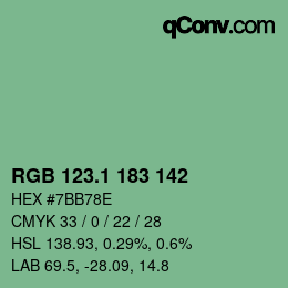カラーコード: RGB 123.1 183 142 | qconv.com