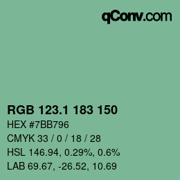 カラーコード: RGB 123.1 183 150 | qconv.com