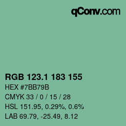 カラーコード: RGB 123.1 183 155 | qconv.com