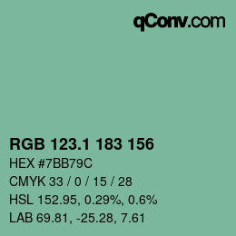 カラーコード: RGB 123.1 183 156 | qconv.com