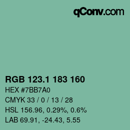 カラーコード: RGB 123.1 183 160 | qconv.com