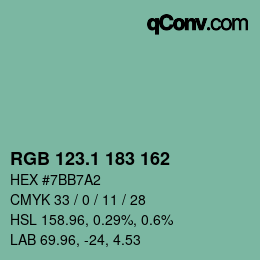 カラーコード: RGB 123.1 183 162 | qconv.com