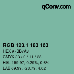 カラーコード: RGB 123.1 183 163 | qconv.com