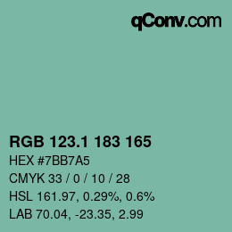 カラーコード: RGB 123.1 183 165 | qconv.com