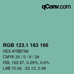 カラーコード: RGB 123.1 183 166 | qconv.com