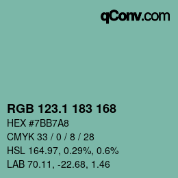 Color code: RGB 123.1 183 168 | qconv.com