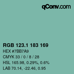 Color code: RGB 123.1 183 169 | qconv.com