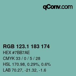 Color code: RGB 123.1 183 174 | qconv.com