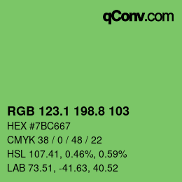 カラーコード: RGB 123.1 198.8 103 | qconv.com
