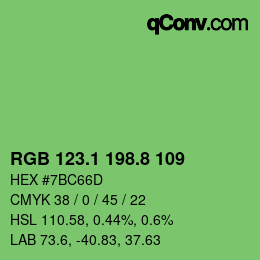 カラーコード: RGB 123.1 198.8 109 | qconv.com
