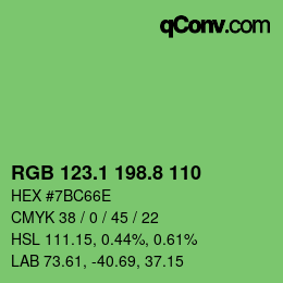 カラーコード: RGB 123.1 198.8 110 | qconv.com