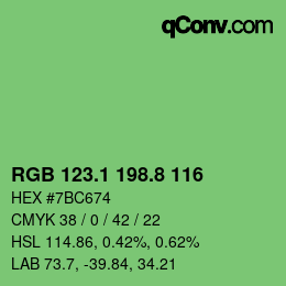 カラーコード: RGB 123.1 198.8 116 | qconv.com