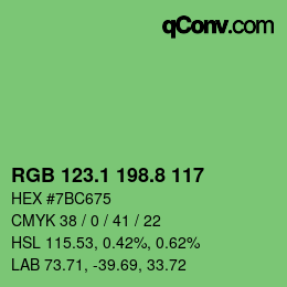 カラーコード: RGB 123.1 198.8 117 | qconv.com