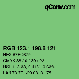 カラーコード: RGB 123.1 198.8 121 | qconv.com
