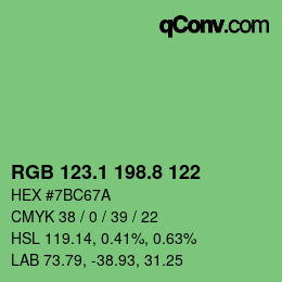 カラーコード: RGB 123.1 198.8 122 | qconv.com