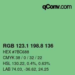 カラーコード: RGB 123.1 198.8 136 | qconv.com