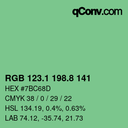 カラーコード: RGB 123.1 198.8 141 | qconv.com