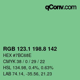 カラーコード: RGB 123.1 198.8 142 | qconv.com