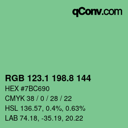 カラーコード: RGB 123.1 198.8 144 | qconv.com