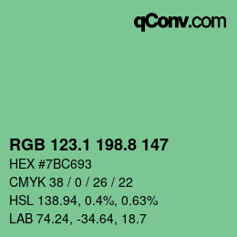 カラーコード: RGB 123.1 198.8 147 | qconv.com