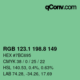 カラーコード: RGB 123.1 198.8 149 | qconv.com