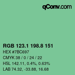 カラーコード: RGB 123.1 198.8 151 | qconv.com