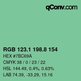カラーコード: RGB 123.1 198.8 154 | qconv.com