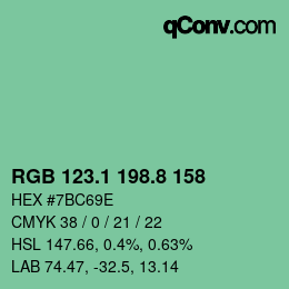 Color code: RGB 123.1 198.8 158 | qconv.com