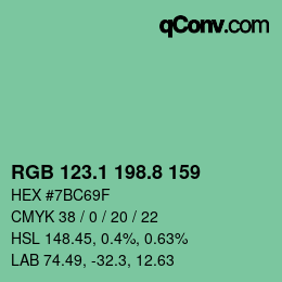 カラーコード: RGB 123.1 198.8 159 | qconv.com