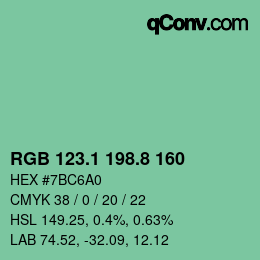 カラーコード: RGB 123.1 198.8 160 | qconv.com