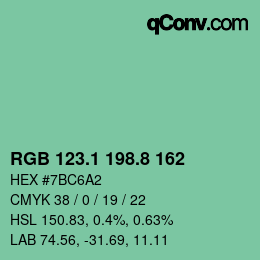 カラーコード: RGB 123.1 198.8 162 | qconv.com